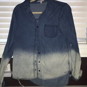 Jean long sleeve button up collar shirt